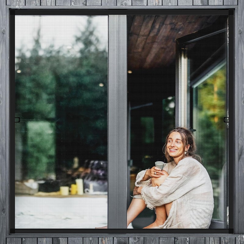 augblinds 4 Sets Aluminum Window Screen Frame Kit, 5/16 in x 3/5 in x 46 Inch, Makes Four Complete Screen 46" x 46" or Smaller, Includes Premium Screen Mesh, Heavy Duty Corners & Durable Spline, Black - Image 2